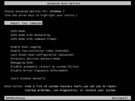 Windows 7 Advanced Boot Options Menu